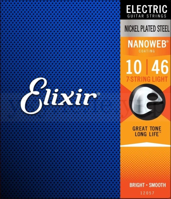 Elixir 12057 Nanoweb Nickel Plated Steel 7-String Light 10/56 (EL NW L 7)